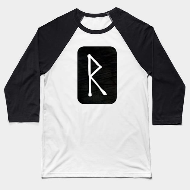 Raido | Elder Futhark Runes Baseball T-Shirt by wildtribe